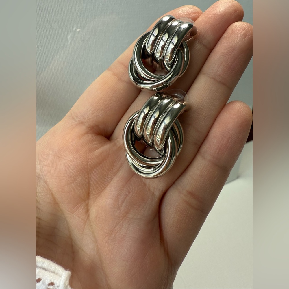 Chunky hoop earrings High-quality Silver plated - Picture 4 of 10
